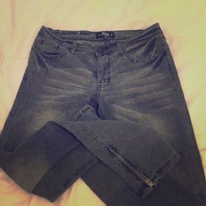 Punk skinny jeans zipper ankles & studs sz 10 11